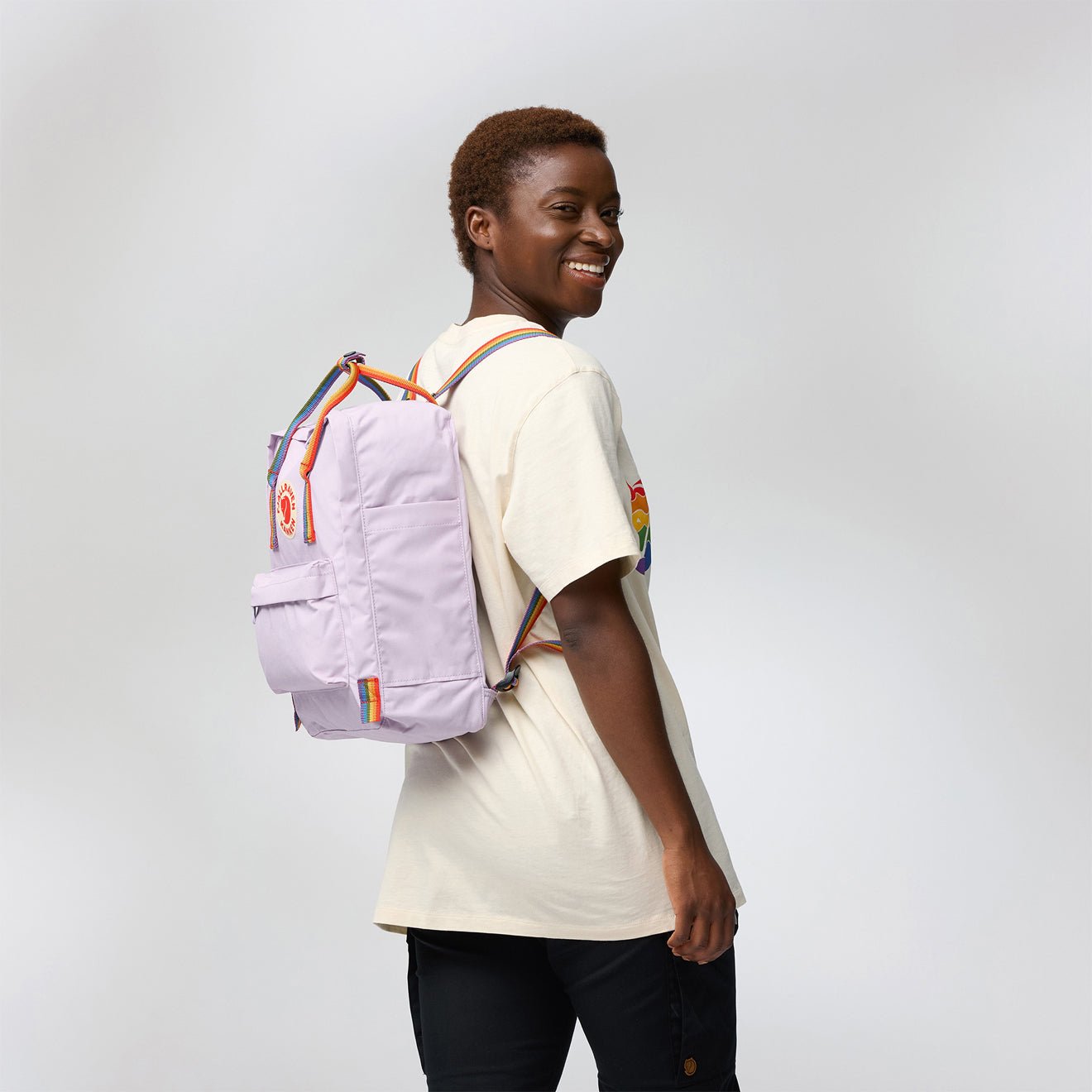 Fjallraven Kanken Rainbow Classic Backpack Chalk Rose / Rainbow