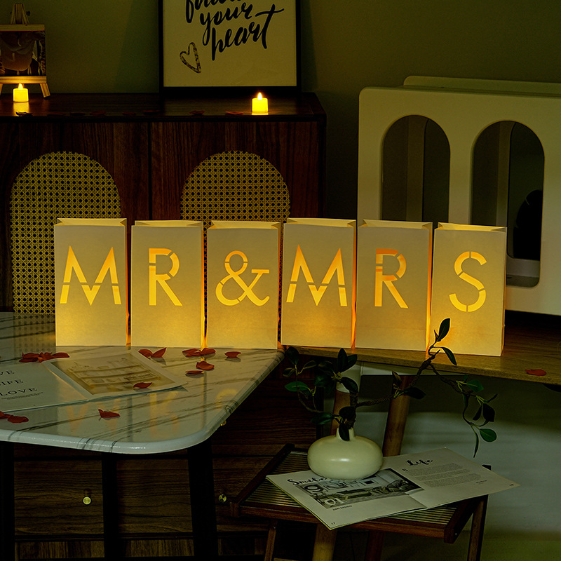 Letter Luminary Paper Bags with LED Candles