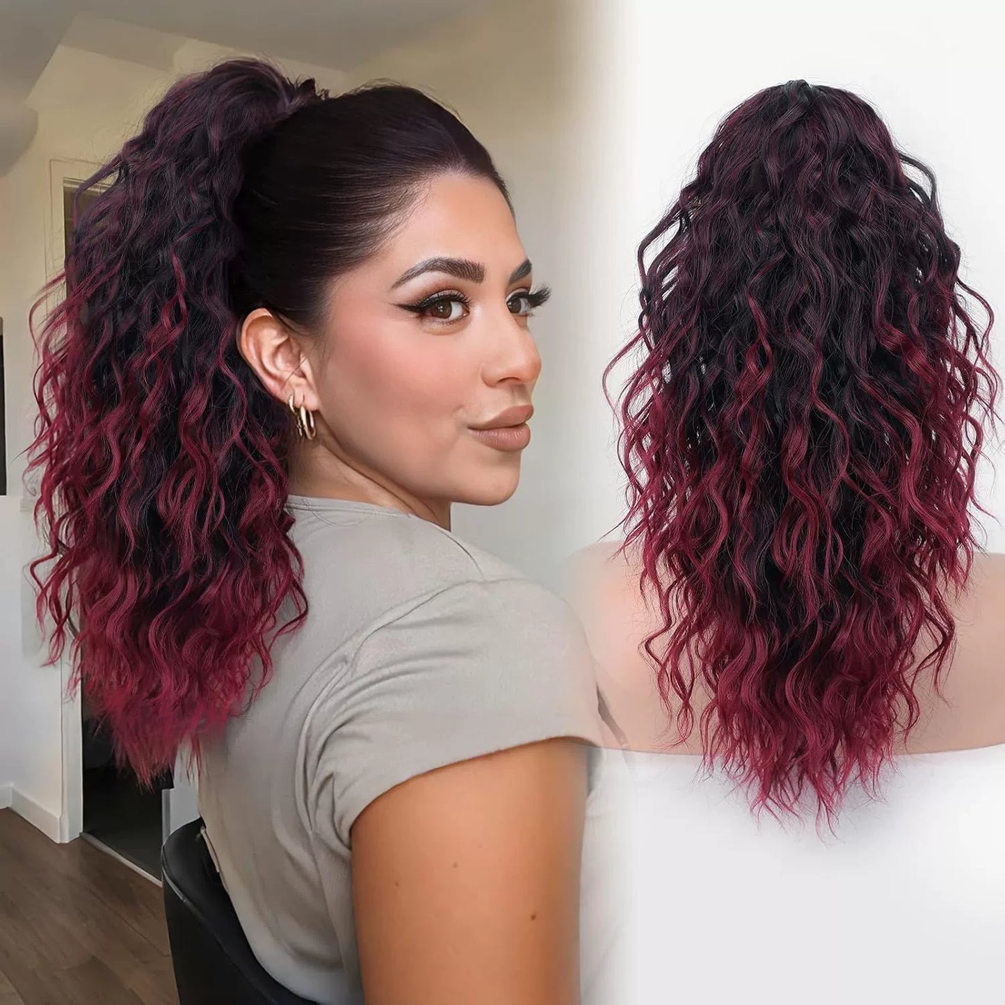💜2026 NEW IN £15.99!!⚡50K+ SOLD! 💜Curly Wavy Frizzy Hair Extension with Ponytail