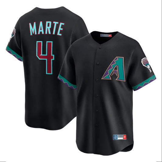 Arizona Diamondbacks #4 Ketel Marte Player Black Fashion Out Home Game Stitched Baseball Jersey