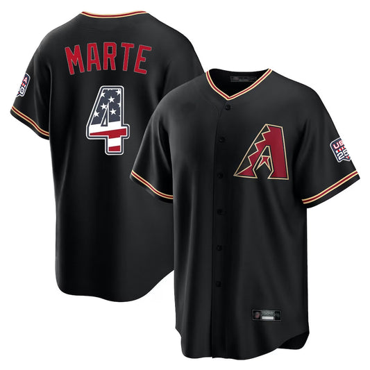 Arizona Diamondbacks #4 Ketel Marte Player Black USA 250 Fourth of July Game Home Stitched Baseball Jersey