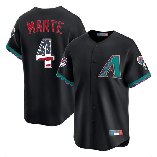 Arizona Diamondbacks #4 Ketel Marte Player Black USA 250 Fourth of July Home Game Stitched Baseball Jersey