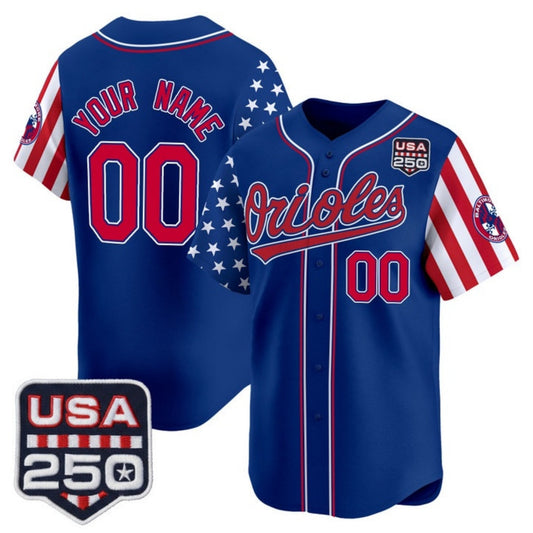 Custom Baltimore Orioles America 250 Edition Vapor Premier Limited Royal Stitched Baseball Jersey