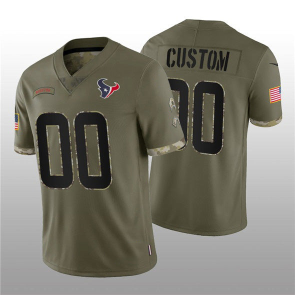 Custom H.Texans ACTIVE PLAYER 2022 Olive Salute To Service Limited Stitched Jersey