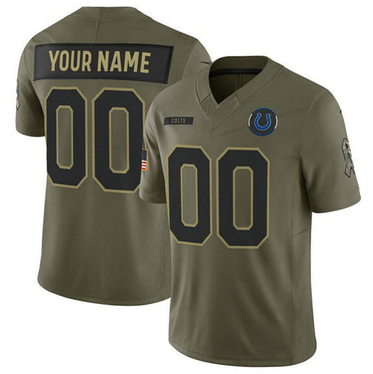 Custom IN.Colts Active Player Olive 2025 F.U.S.E. Salute to Service Limited Stitched Jersey