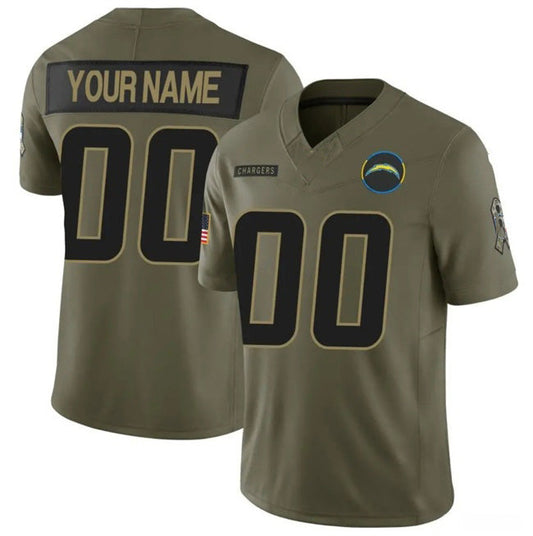 Custom LA.Chargers Active Player Olive 2025 F.U.S.E. Salute to Service Limited Stitched Jersey