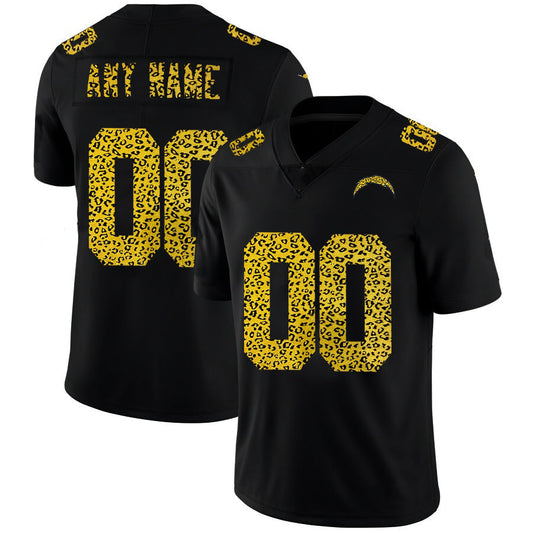Custom LA.Chargers Black Leopard Print Fashion Vapor Limited Jersey