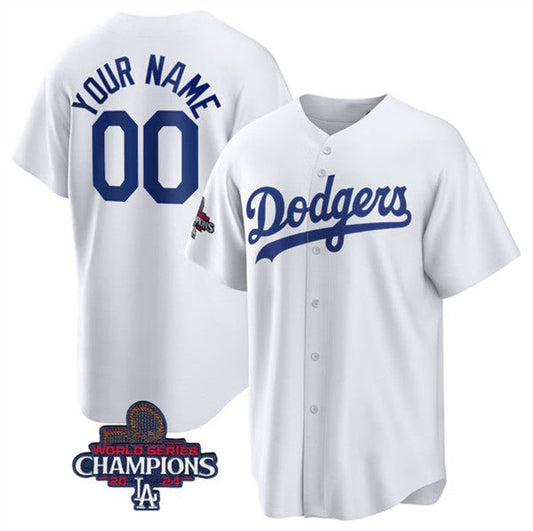 Custom Los Angeles Dodgers ACTIVE PLAYER White 2024 World Series Champions Cool Base Stitched Baseball Jersey HELVY