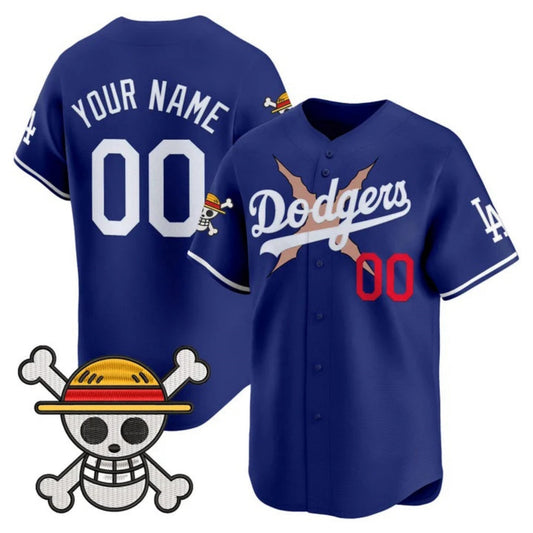 Custom Los Angeles Dodgers x One Piece Royal Vapor Premier Limited Jersey - Stitched Baseball Jersey
