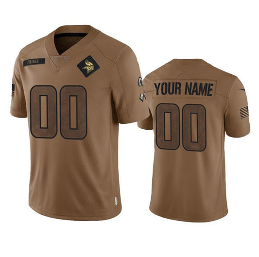 Custom MN.Vikings Active Player 2023 Brown Salute To Setvice Limited Stitched Jersey