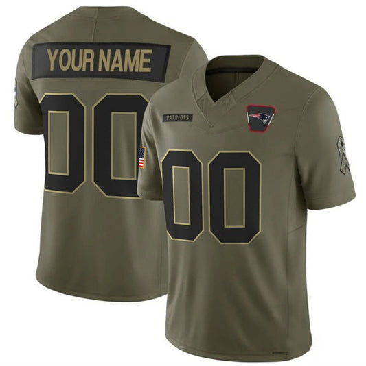 Custom NE.Patriots Active Player Olive 2025 F.U.S.E. Salute to Service Limited Stitched Jersey