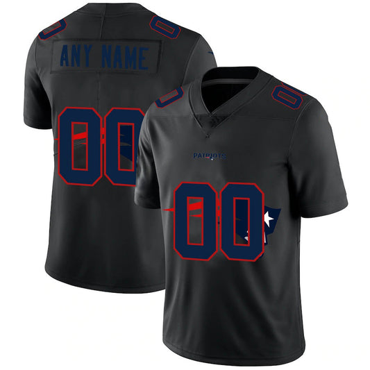 Custom NE.Patriots Black Team Logo Dual Overlap Limited Jersey