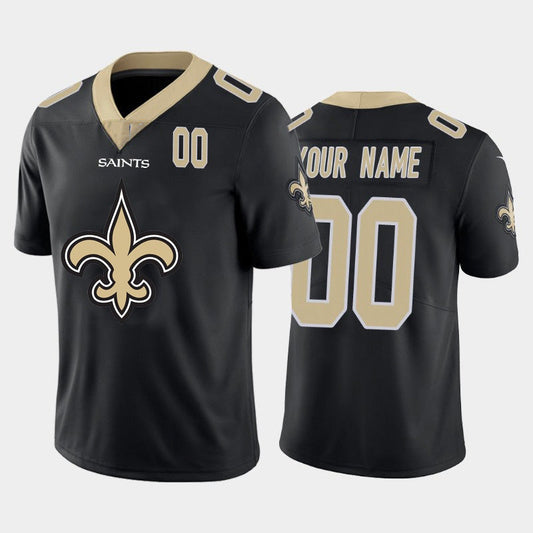 Custom NO.Saints Black Team Big Logo Number Vapor Untouchable Limited Jersey