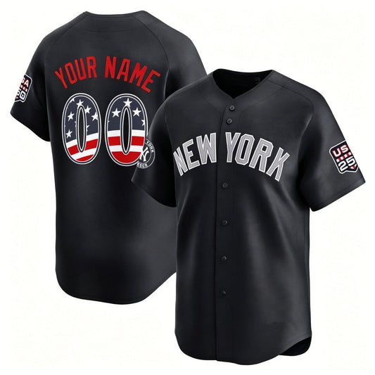 Custom New York Yankees Navy USA 250 Fourth of July Limited Stitched Jersey