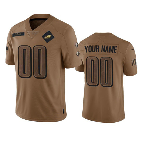 Custom P.Eagles Active Player 2023 Brown Salute To Setvice Limited Stitched Jersey