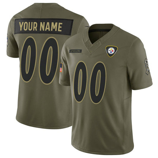 Custom P.Steelers Active Player Olive 2025 F.U.S.E. Salute to Service Limited Stitched Jersey