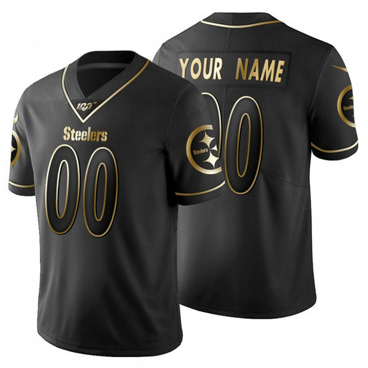 Custom P.Steelers Black Golden Limited 100 Jersey