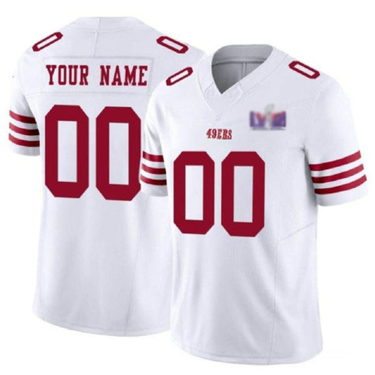 Custom SF.49ers Active Player White 2024 F.U.S.E. LVIII Patch Vapor Untouchable Limited Stitched Jersey