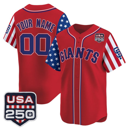 Custom San Francisco Giants America 250 Edition Vapor Premier Limited Red Stitched Baseball Jersey