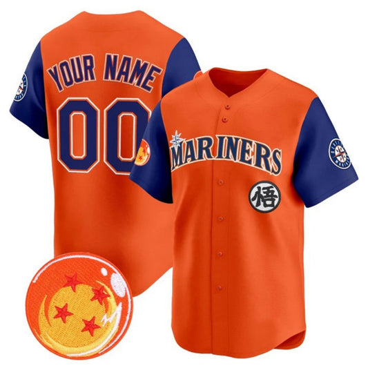 Custom Seattle Mariners x Dragon Ball Royal Orange Vapor Premier Limited Jersey - All Stitched Baseball Jersey