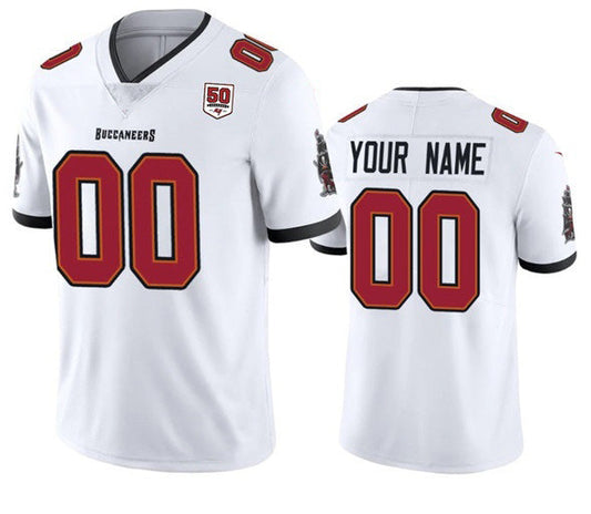 Custom TB.Buccaneers Active Player White 2025 50th Anniversary Patch Vapor Untouchable Limited Football Stitched Jersey