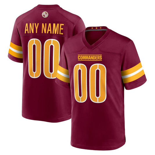 Custom W.Commanders Burgundy Game Player Jersey