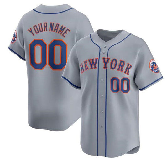 Custom New York Mets Active Player 2024 Gray Away Limited Stitched Baseball Jersey HELVY