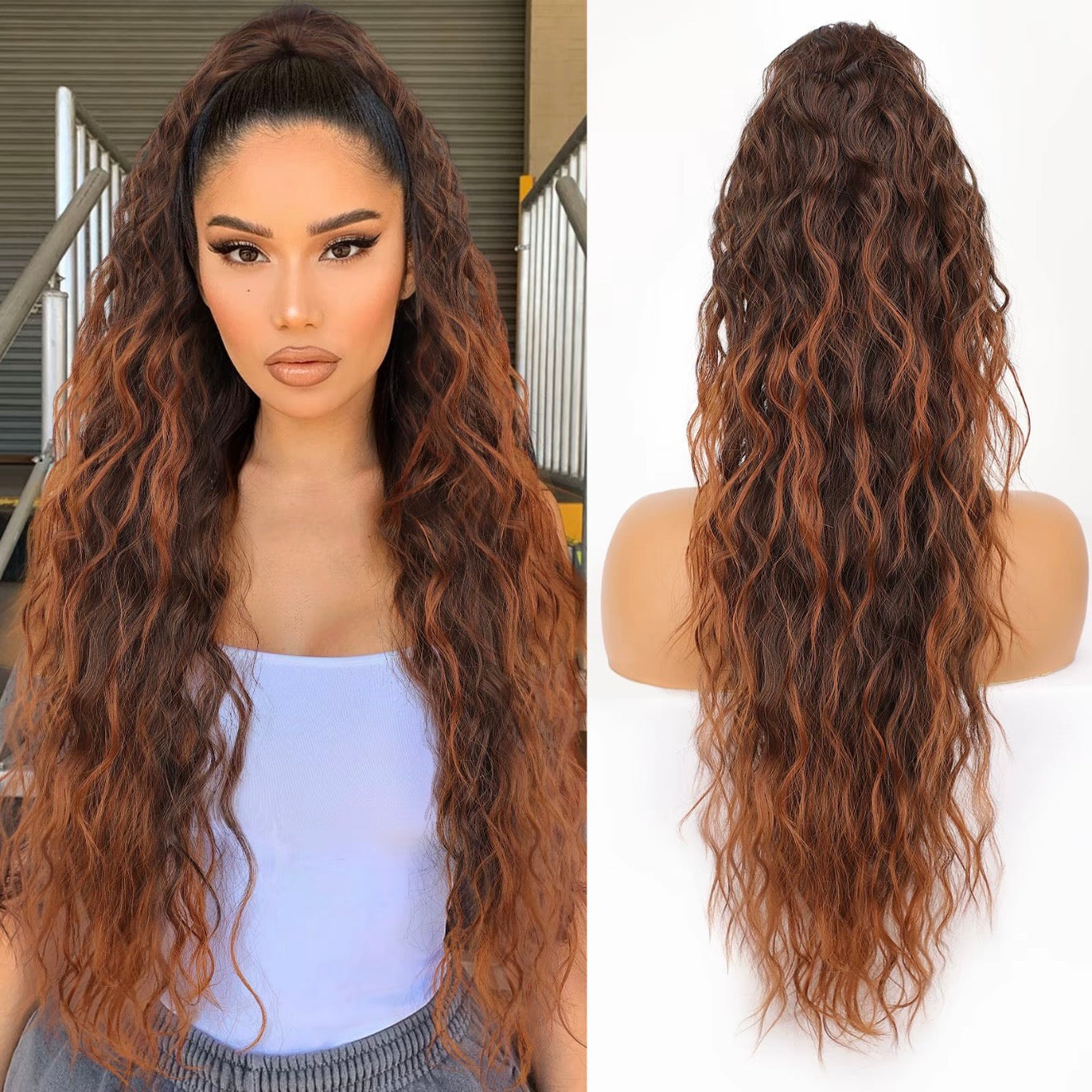 💜2026 NEW IN £15.99!!⚡50K+ SOLD! 💜Curly Wavy Frizzy Hair Extension with Ponytail