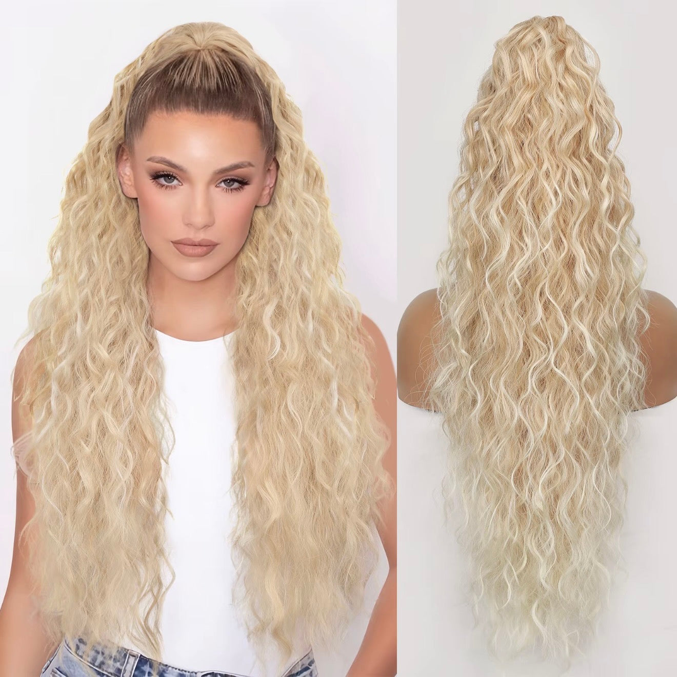 💜2026 NEW IN £15.99!!⚡50K+ SOLD! 💜Curly Wavy Frizzy Hair Extension with Ponytail