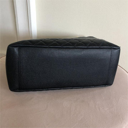 Chanel CC BlackGold Caviar Quilted Grand Shopping Tote