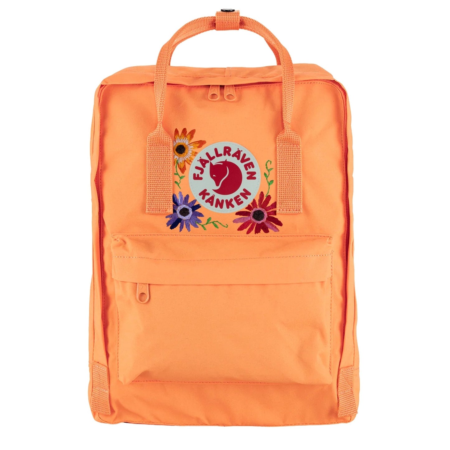 Fjallraven Kanken Classic Embroidered Backpack Sunstone Orange Floral