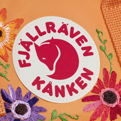 Fjallraven Kanken Classic Embroidered Backpack Sunstone Orange Floral