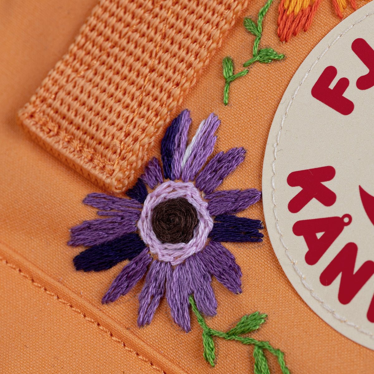 Fjallraven Kanken Classic Embroidered Backpack Sunstone Orange Floral