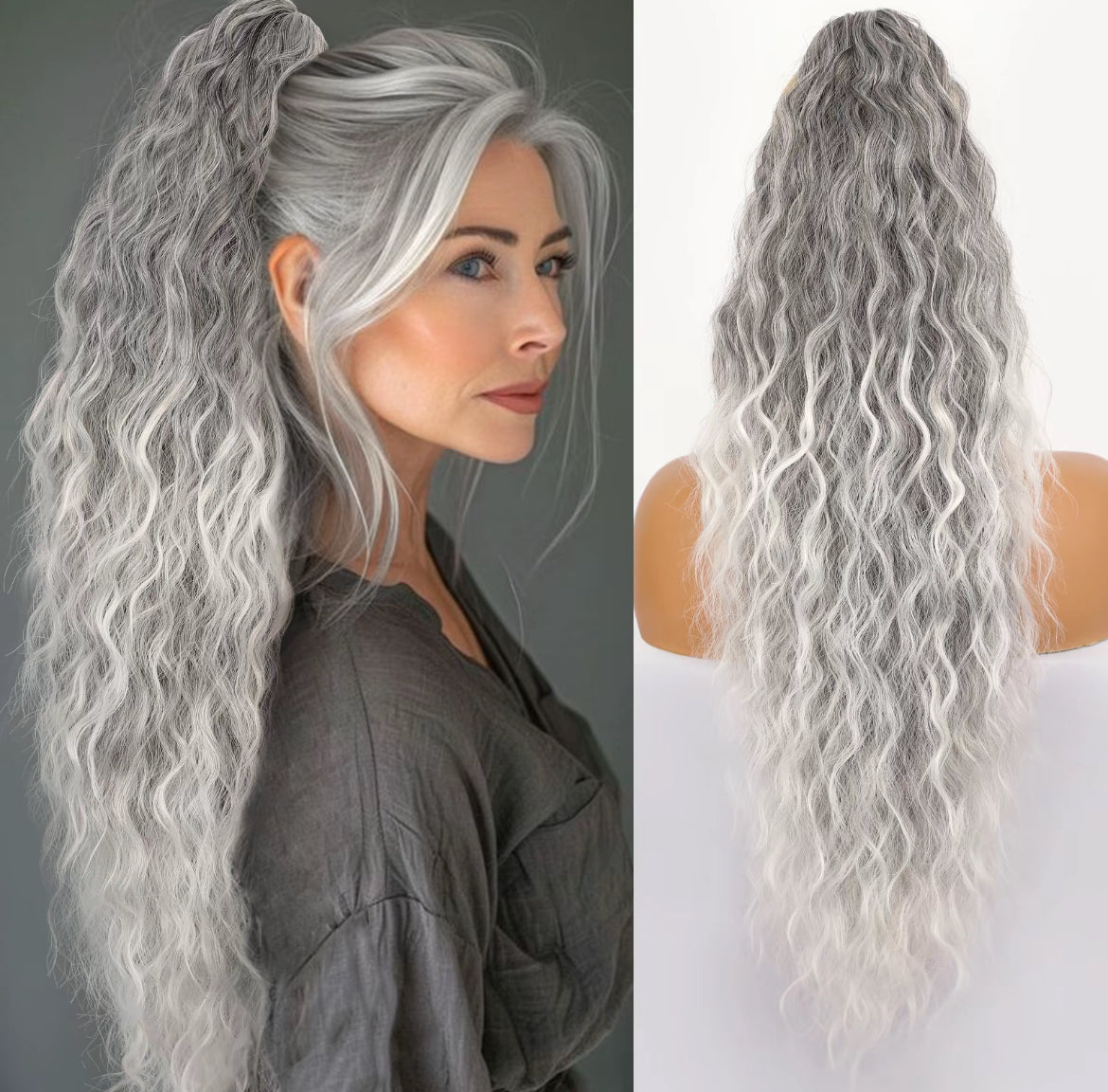💜2026 NEW IN £15.99!!⚡50K+ SOLD! 💜Curly Wavy Frizzy Hair Extension with Ponytail