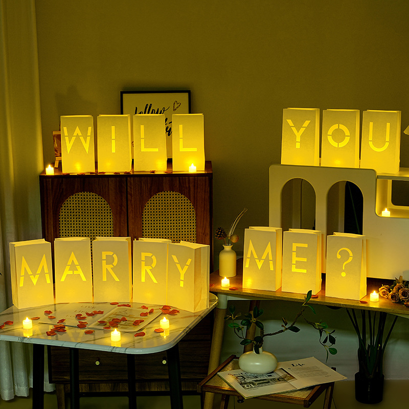 Letter Luminary Paper Bags with LED Candles