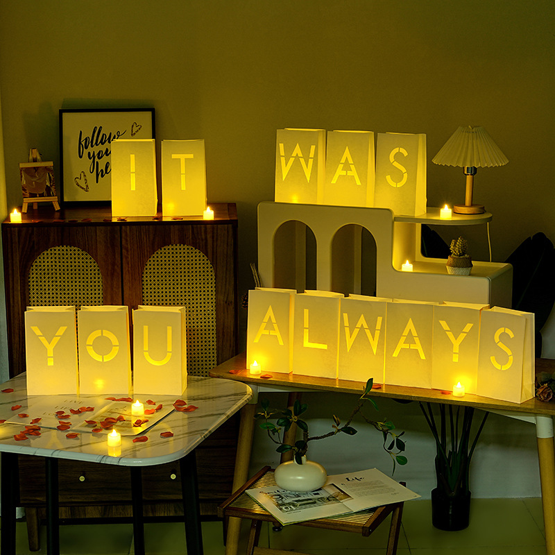 Letter Luminary Paper Bags with LED Candles