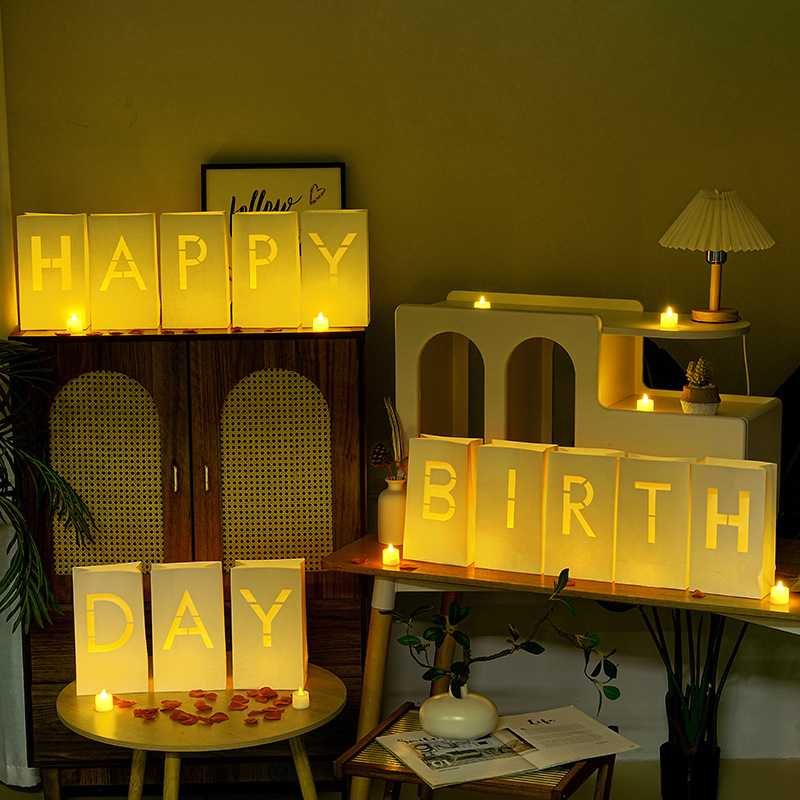 Letter Luminary Paper Bags with LED Candles