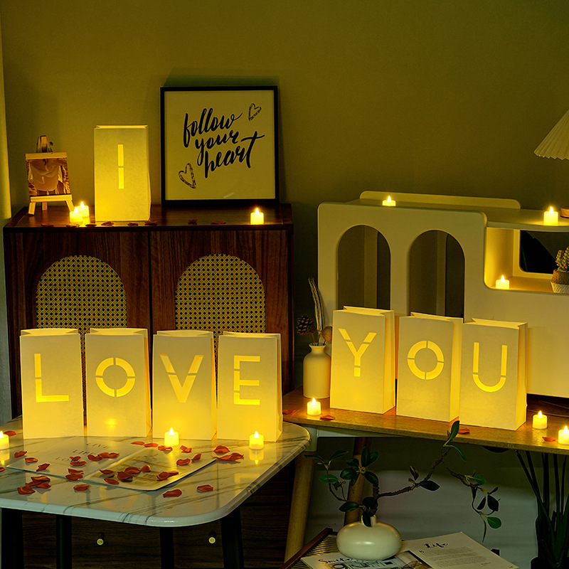 Letter Luminary Paper Bags with LED Candles