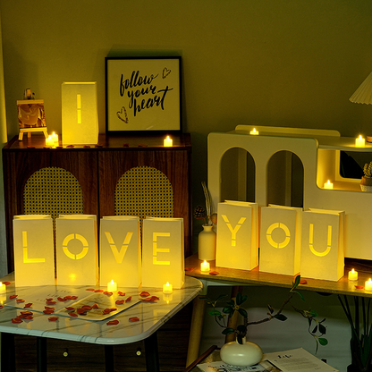 Letter Luminary Paper Bags with LED Candles