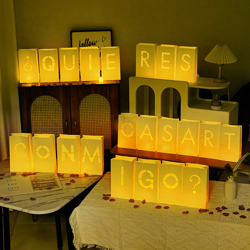 Letter Luminary Paper Bags with LED Candles