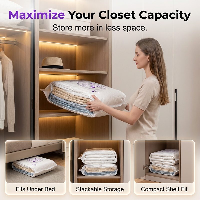 💐 Buy 2 Get 1 Free! Vacuum Storage Bags – Save 80% Space for Clothes & Bedding 📦💨 【Limited Offer】